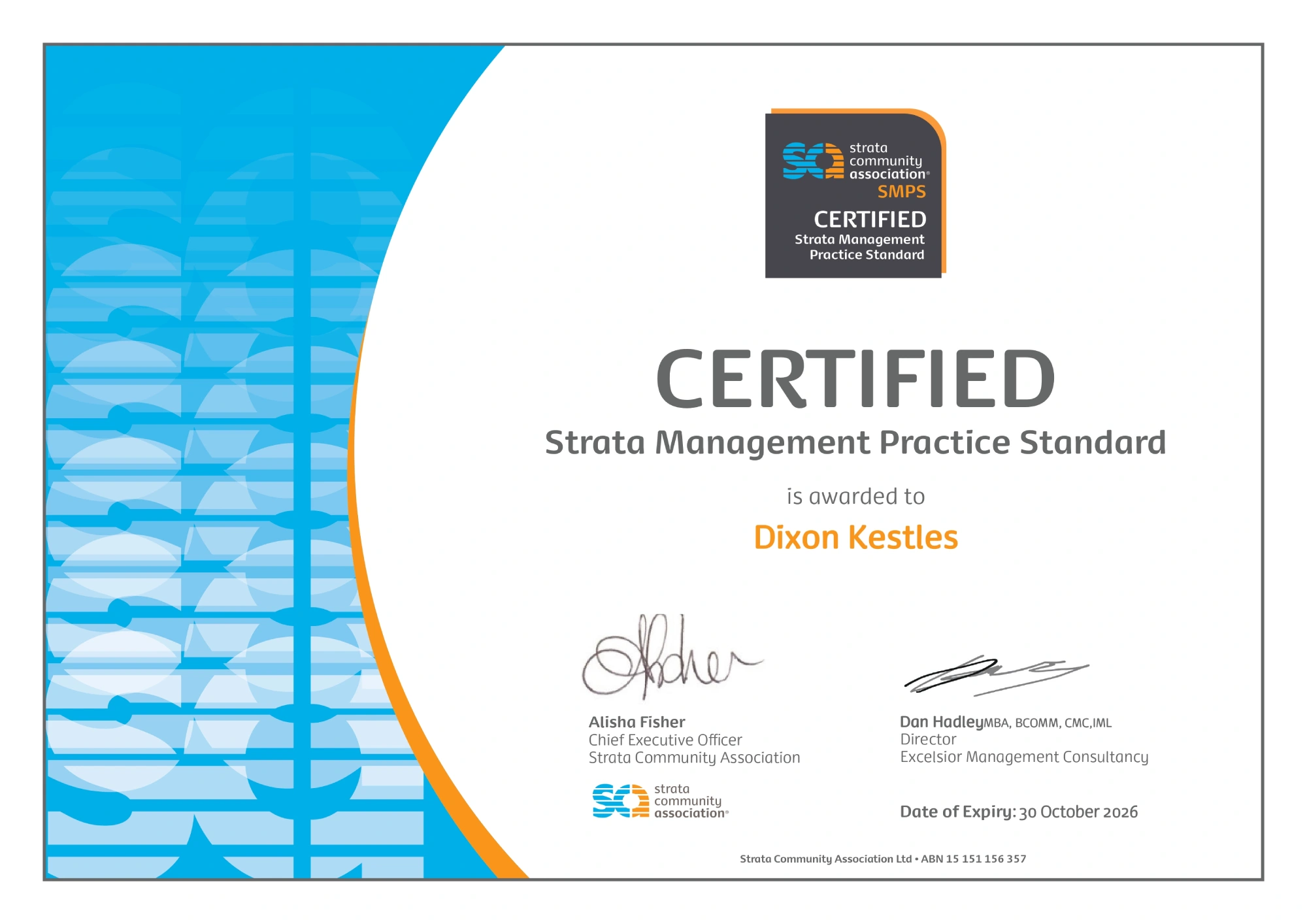 dixon kestles smps certificate 2026